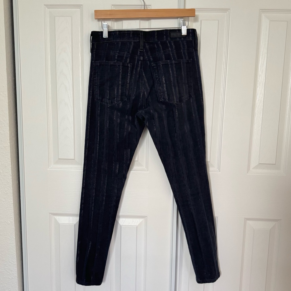 AG Adriano Goldschmied Farrah Skinny Ankle Jeans Black Metallic Stripe Size 29R - Picture 5 of 14